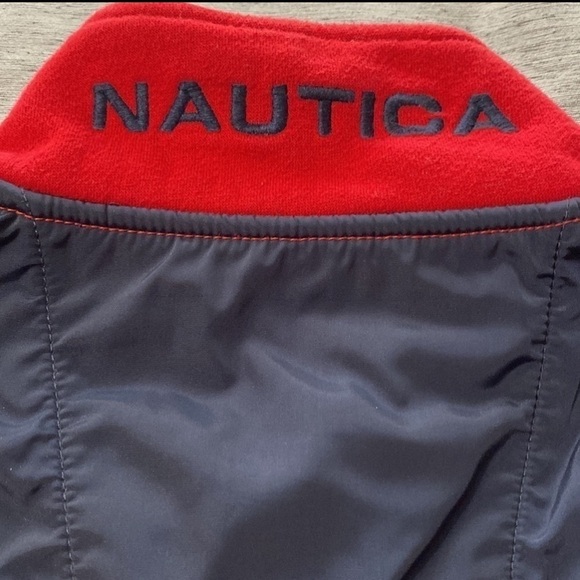 Nautica Red Navy Quarter Zip Pullover M Mock Neck Cotton Blend Layering Knit - Picture 8 of 9